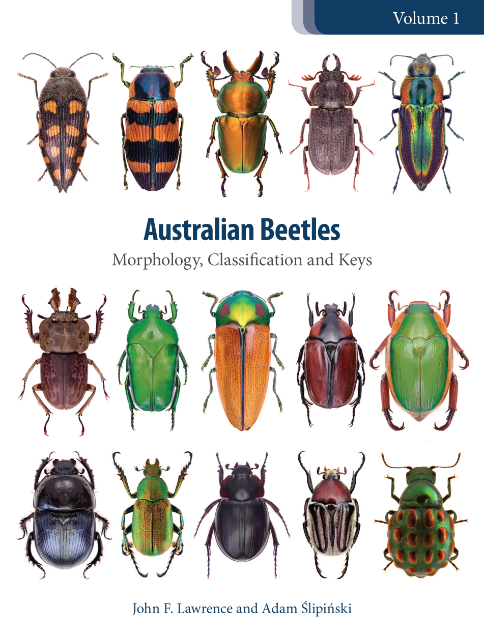 The cover image of Australian Beetles Volume 1, featuring 15 beetles...